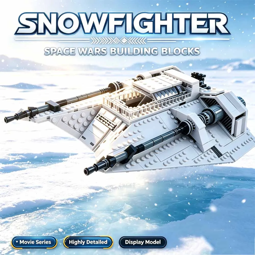 1006Pcs MOC-21802 Snowfighter Space War Starship Building Blocks, Movie Replica Space Battleship Spaceship Model, Poseable Display Collection Brick Toy, DIY Assembly Gift for Adult Sci-Fi Collectors Set Toy Building Blocks Gift Adult