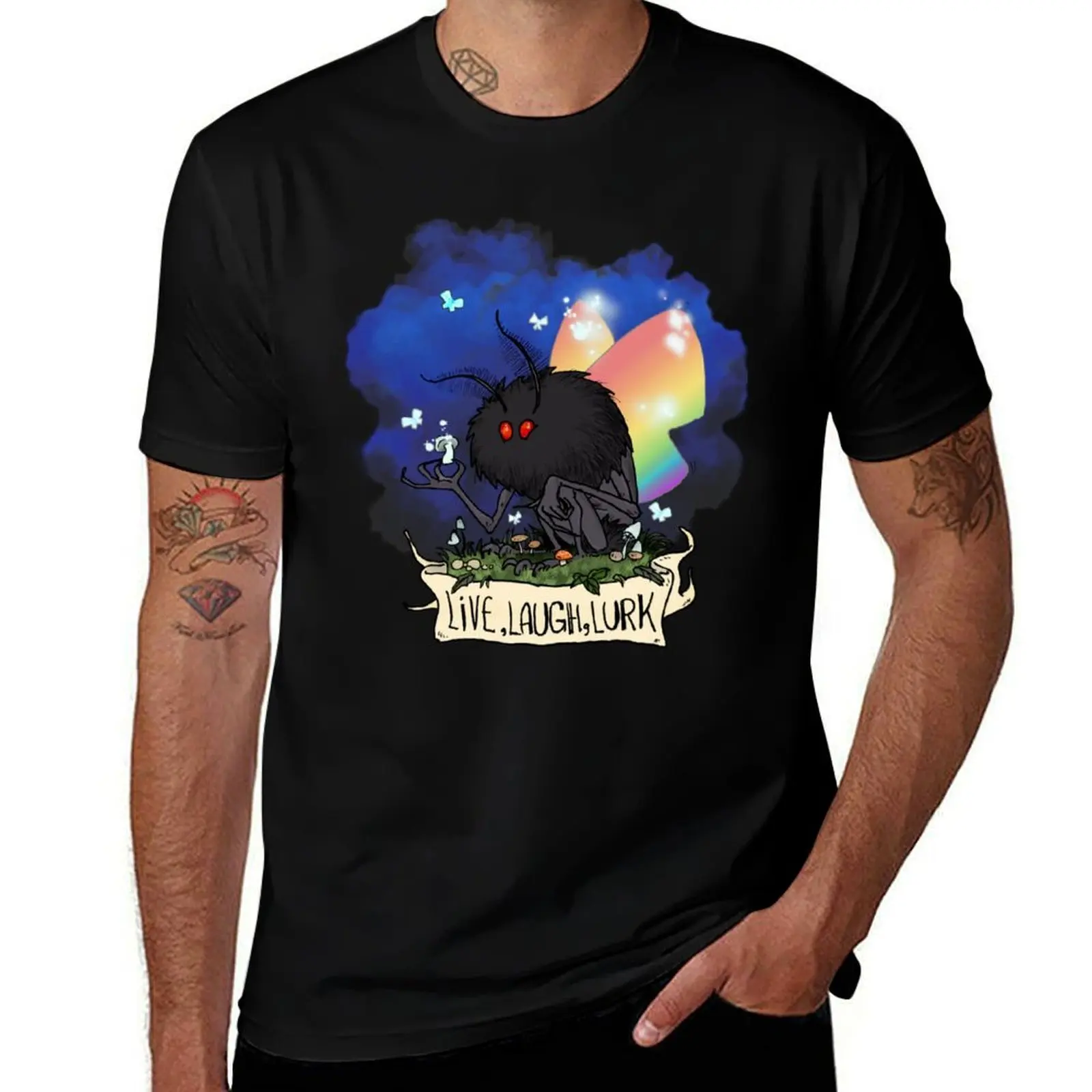 Live, Laugh, Lurk Pride Mothman T-Shirt Regular Fit Plain Tee Shirt T-Shirt