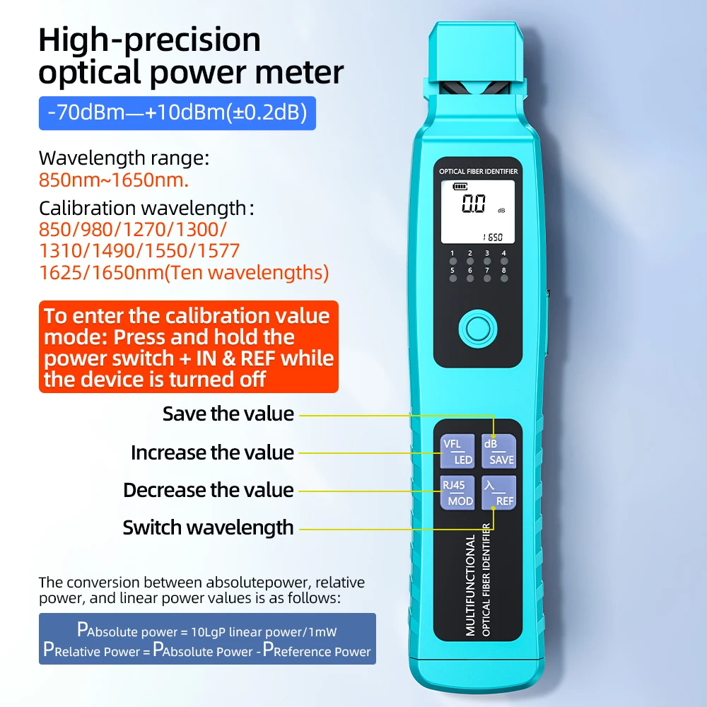 A-50/A-50+ Active Optical Fiber Identifier Fiber Cable Tester Detector with 30mw Visual Fault Locator