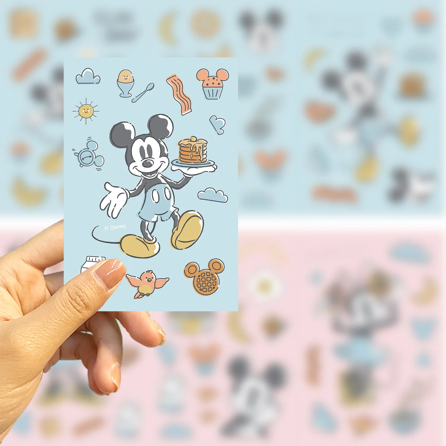 Miniso 8 كارتون صباح الخير ميكي كولاج حقيبة جيتار مقاومة للماء ملصقات DIY ملصقات أصلية معتمدة من ديزني