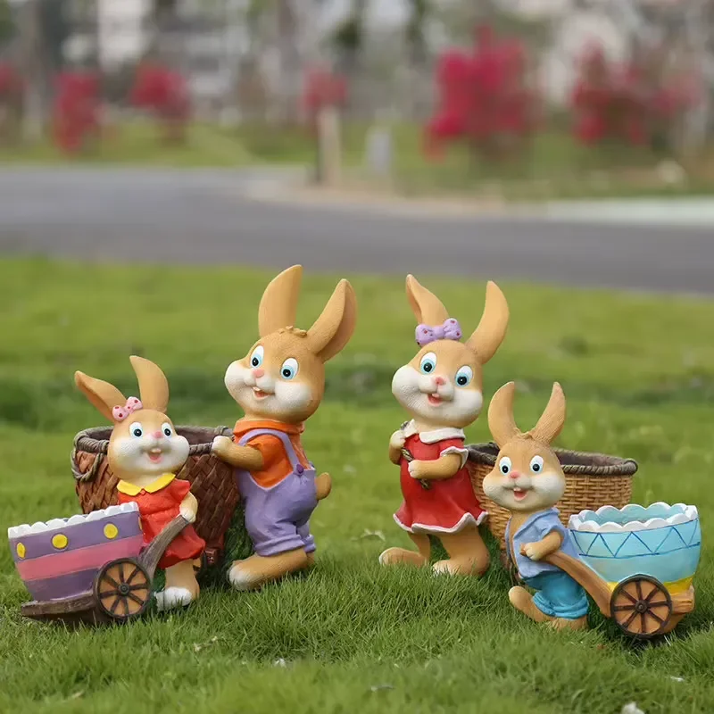Garden Courtyard Decoration Cartoon Rabbit Resin Floor-standing Ornament Outdoor Sculpture Creative Cute