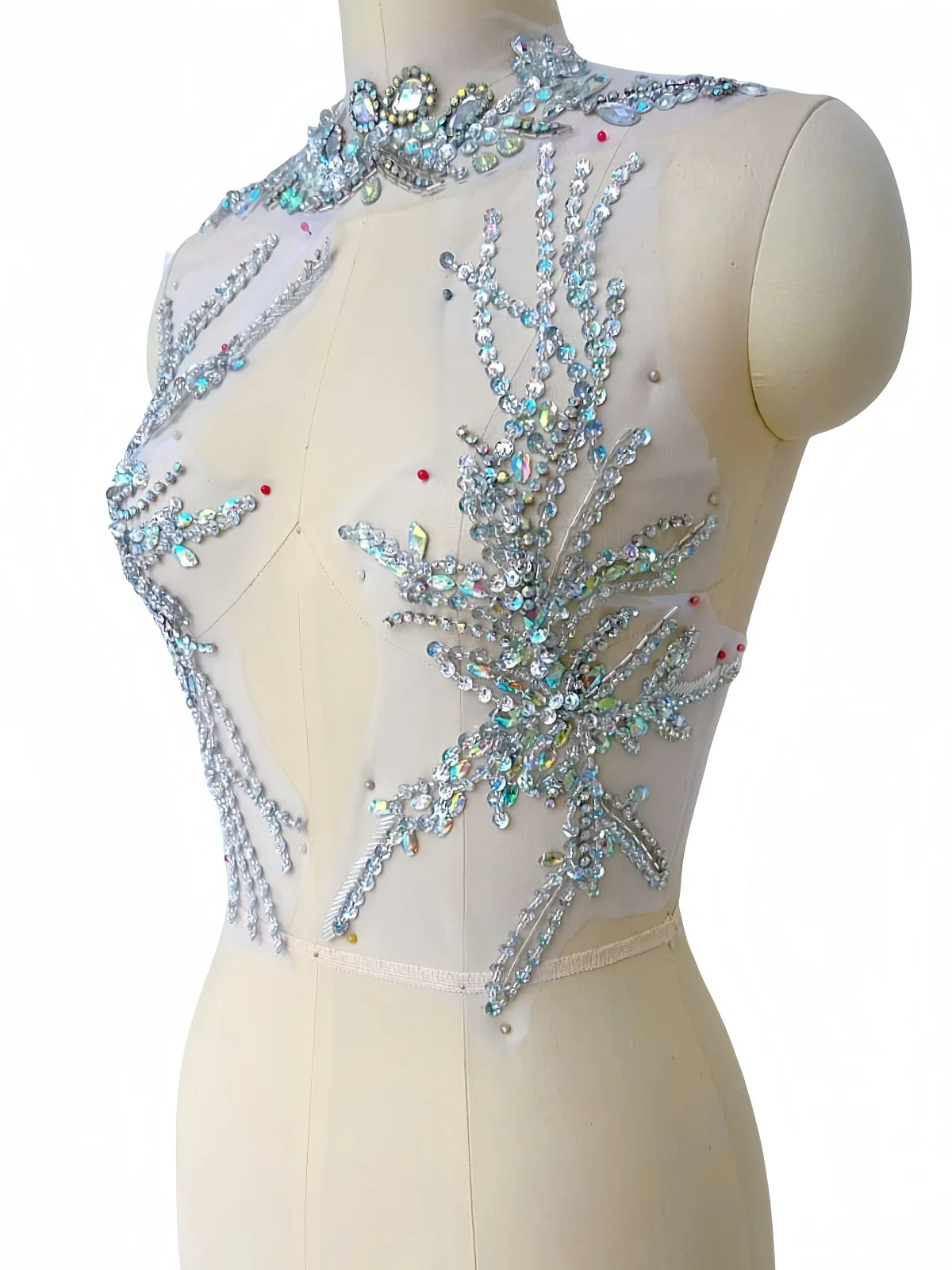 رقعات وزينة خياطة ثلاثية الأبعاد مطرزة يدويًا ، بلورات AB واضحة ، أحجار الراين ، خياطة الأزياء ، ثوب حفلة موسيقية ، ديكور الزفاف ، الحفلات #2