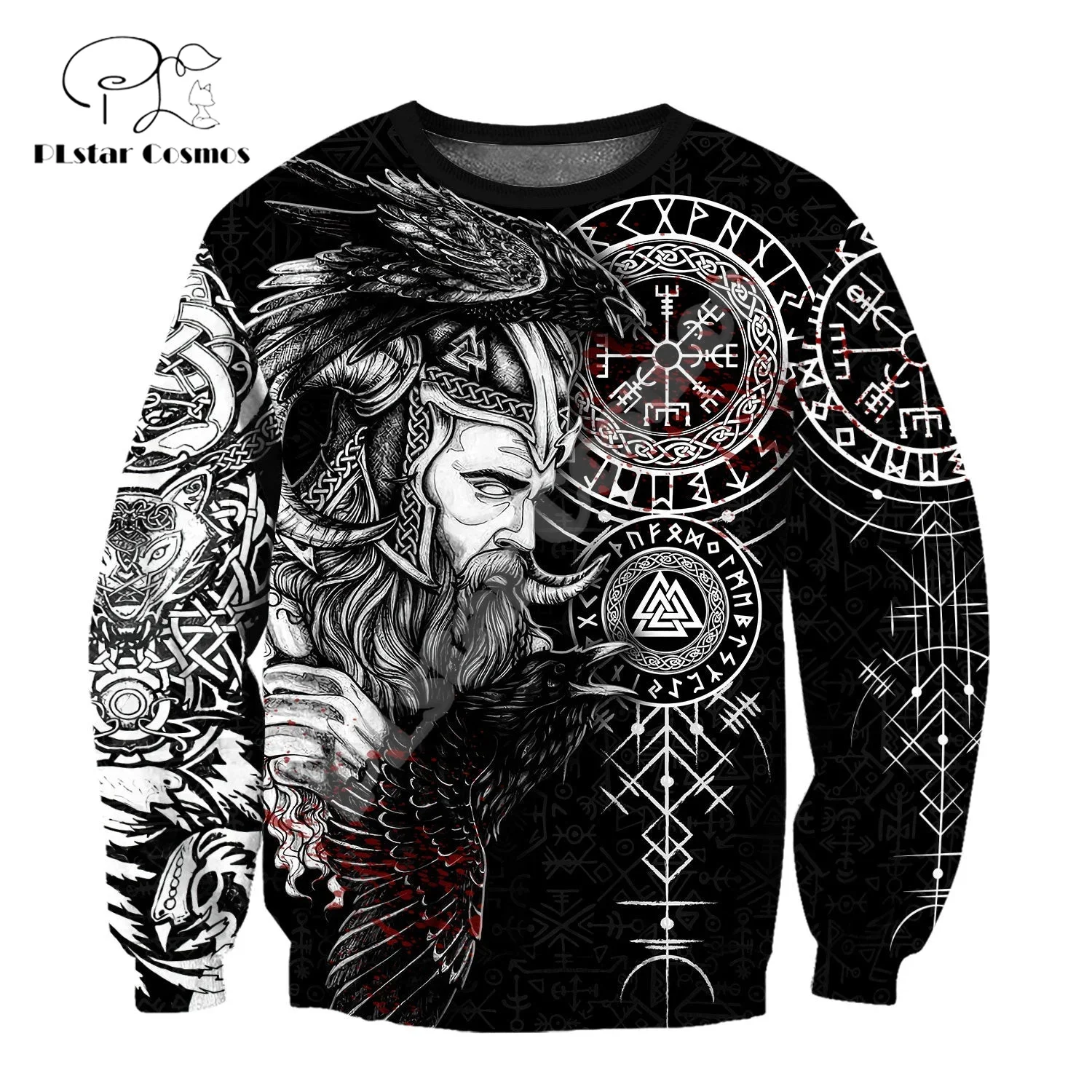 NewFashion Newest Nordic Mythology Warrior Odin Fenrir Wolf Tattoo 3DPrint Men/Women Pullover Harajuku Casual Jacket Hoodies Q18