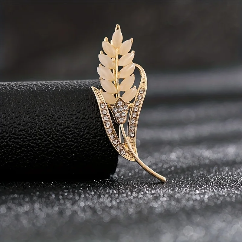 1pc Elegant Wheat Crystal Brooch - Perfect Suit Coat Pin and Accessory Jewelry view 5