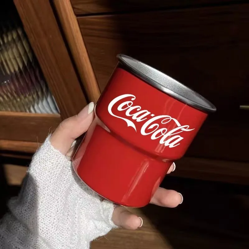 Cola Print Red Stainless Steel Mug Portable Fashion Coffee Water Cup Office Supplies for Drinking Mouth Rinsing Daily Use 2026
