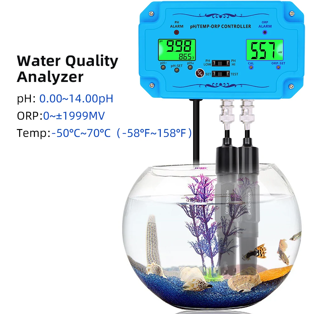 

PH Meter ORP Tester 3 in 1 PH ORP TEMP Controller PH Water Quality Monitor PH-2839 Water Purity Tester for Aquarium Pool