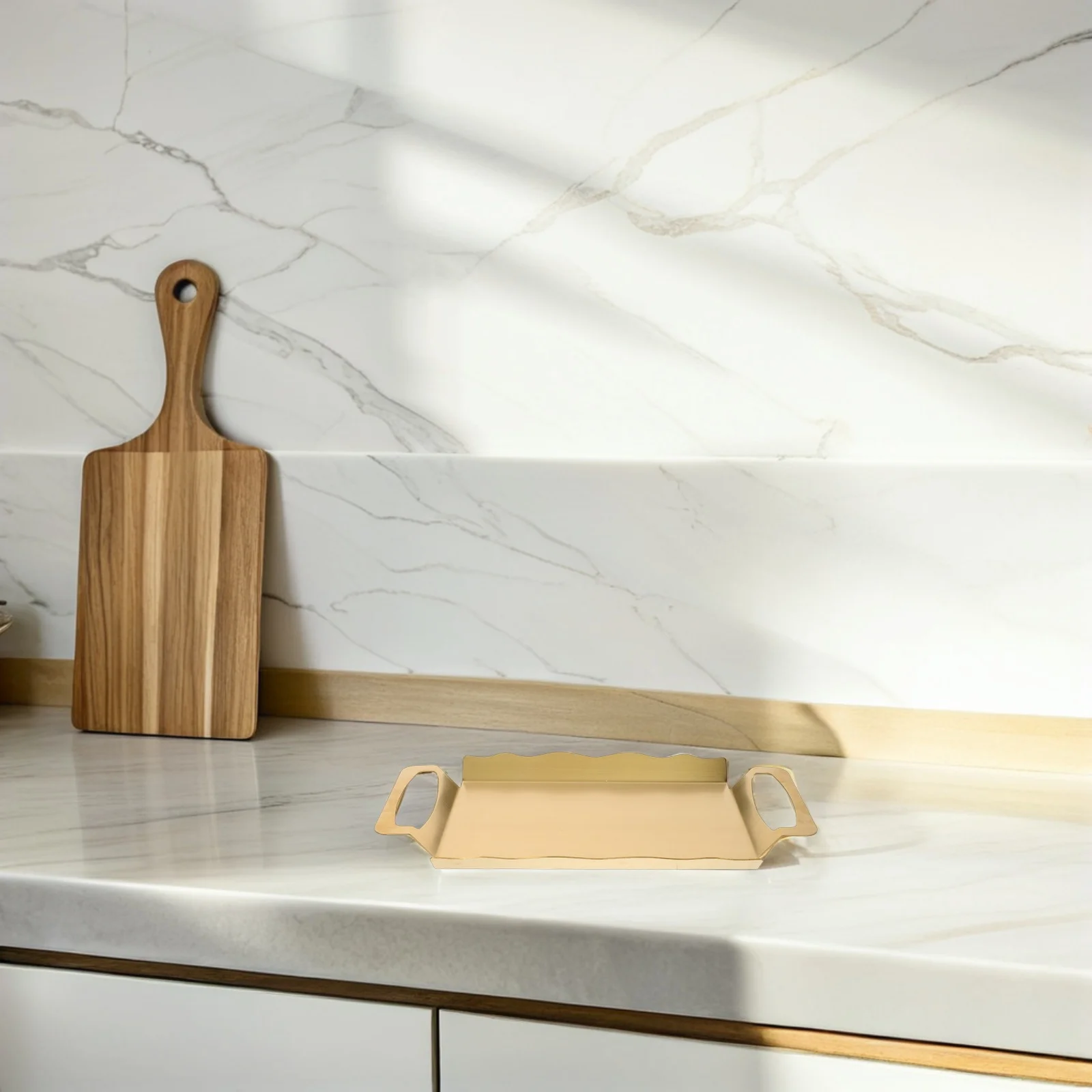 

Rectangular Stainless Steel Serving Tray Handles Multipurpose Snack Buffet Platter Coffee Table Organizer Wedding Event