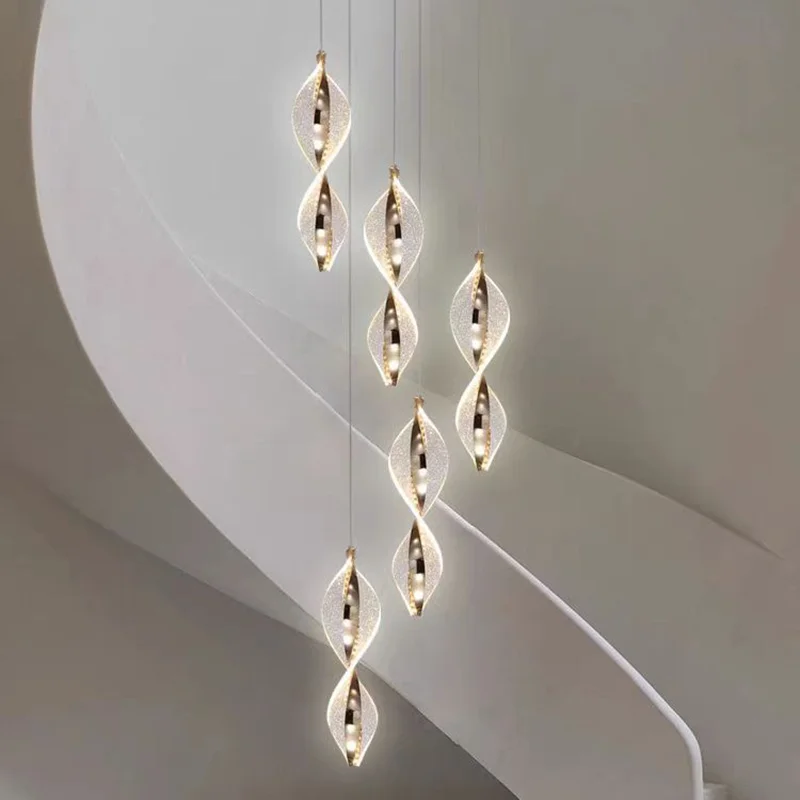 Modern Irregular Geometric Chandelier Staircase Living Room Luxury Lamps Dining Table Lighting LED Pendant Light Home Decoration