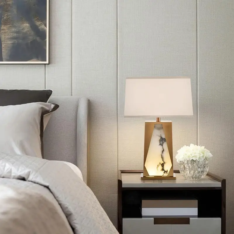 American creative personality bedroom decoration bedside lamp living room model house villa post-modern natural marble table