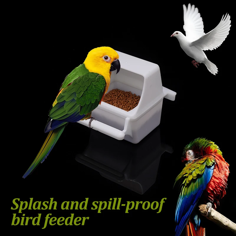 Bird Feeder Anti Splash Feeding Bowl Box Splash Proof Cage Parrot Pigeon Birds Equipment Plastic Drink Water