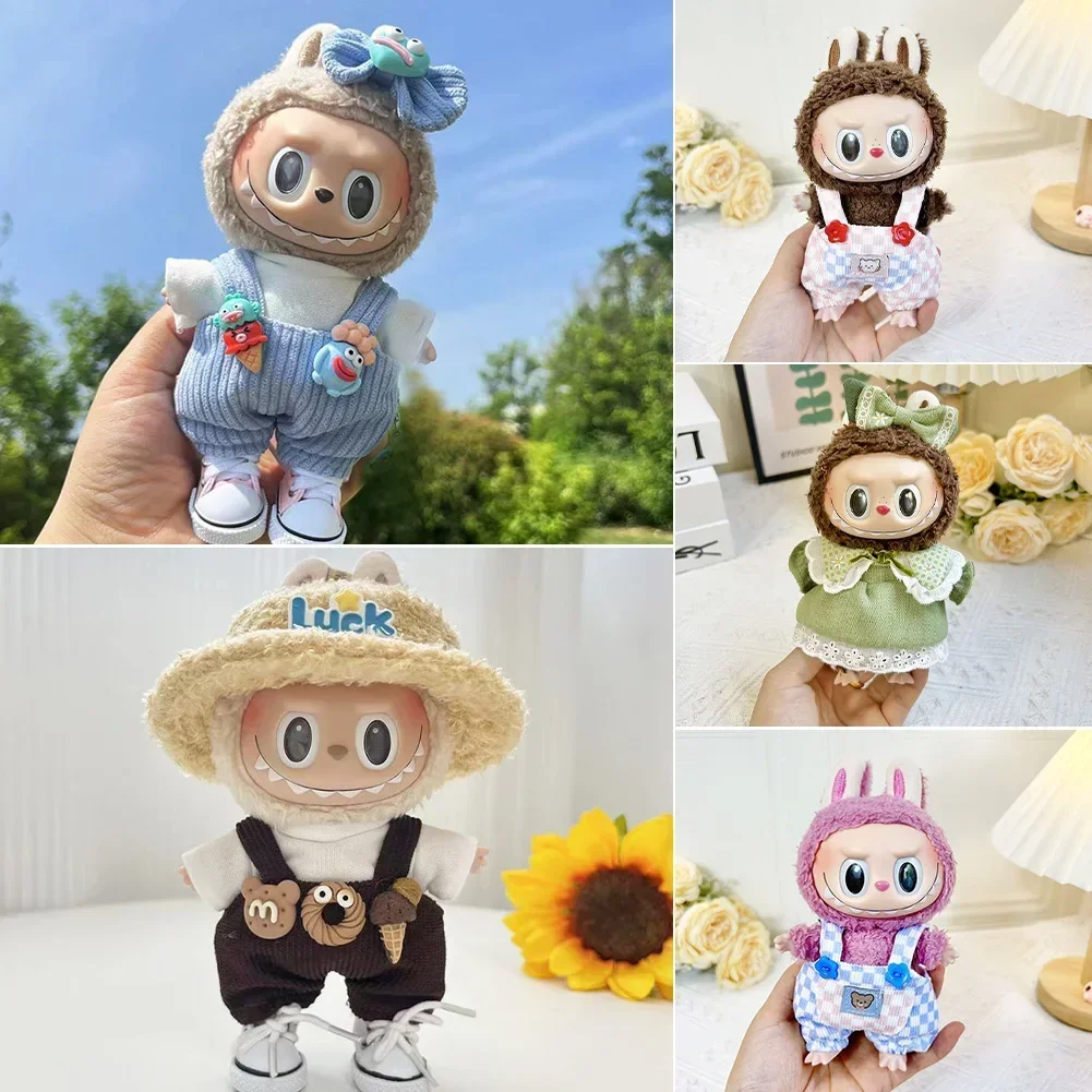 Cool Plush ตุ๊กตาเสื้อผ้าชุดอุปกรณ์เสริมสําหรับเกาหลี Kpop Exo Labubu Idol ตุ๊กตา Overalls ชุดเสื้อผ้า 17 ซม.ตุ๊กตาอุปกรณ์เสริม