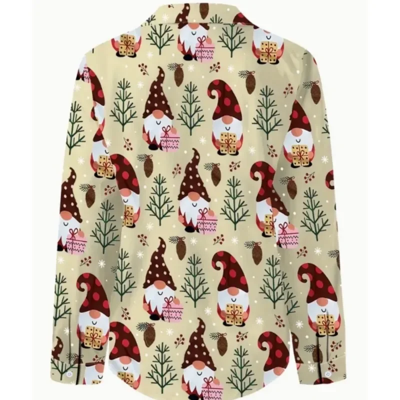 Elegant Christmas Party Tops Women's Long Sleeve Shirts Casual Commuting Style Christmas Halloween Print Patterns Ladies Shirt