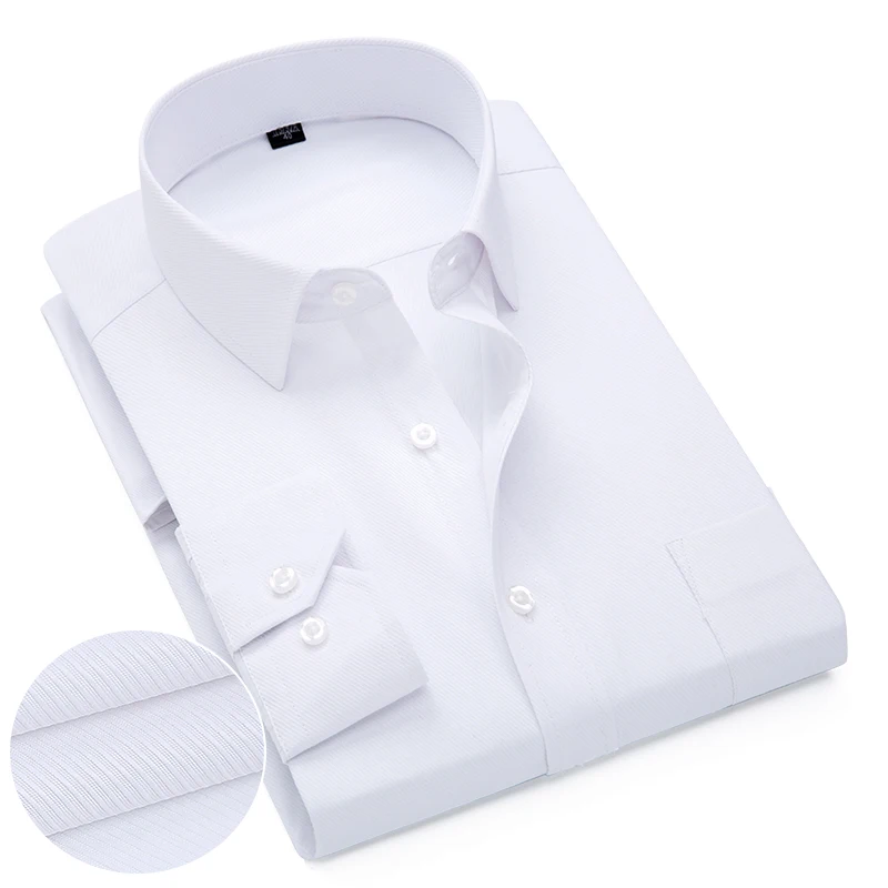 Pink White Blue Twill Men's Formal Shirt Soft Non-iron Classic Slim Casual Shirts Business Office Wedding Banquet Base Dress