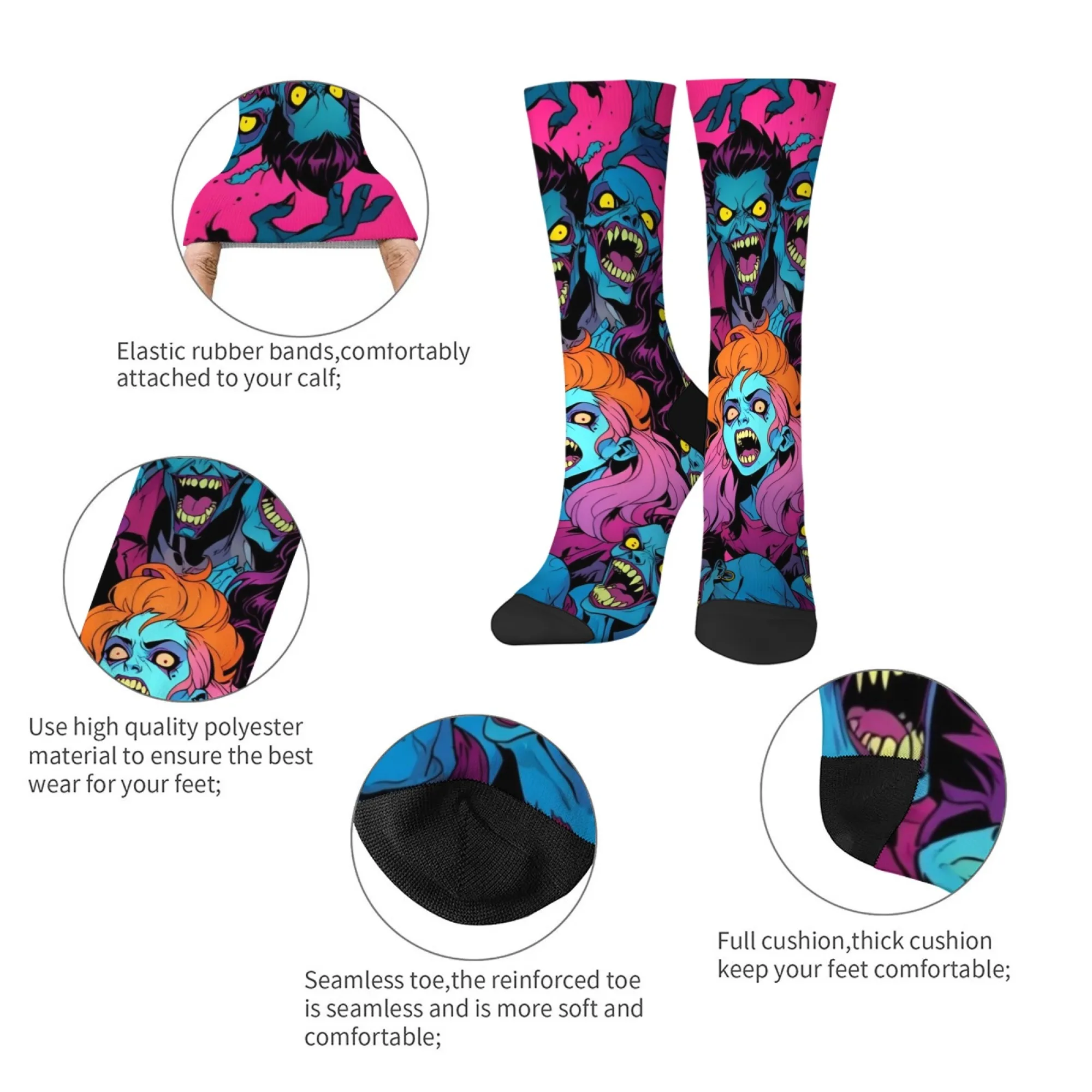 Crazy Girls Horror Zombie Cartoon Sokken Harajuku Stijl Nieuwigheid Grappige Crew Sokken Unisex Warme Antislip Sokken Vakantie Feestcadeau