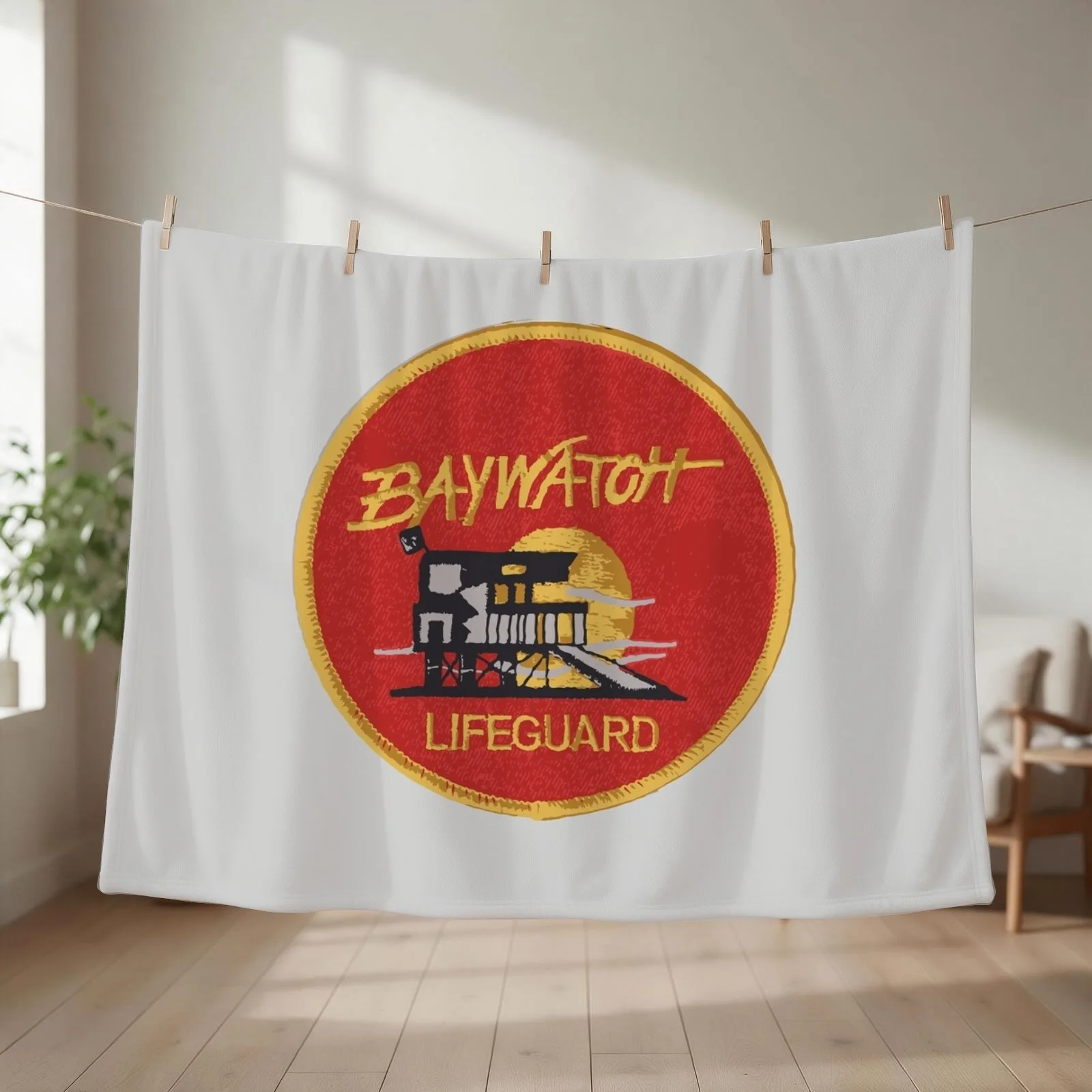 Baywatch badge - uniform Throw Blanket couch cozy soft plush fuzzy picnic outdoor blanket