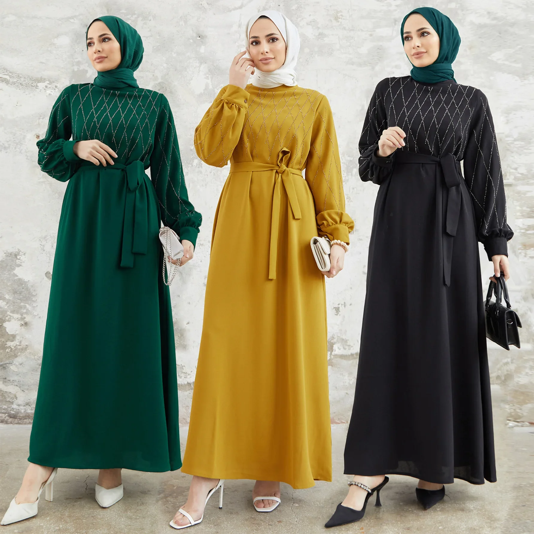 

Ramadan Jalabiya Women Long Dress Sashes Abaya Kaftan Eid Muslim Morocco Arabic Robe Dubai Abayas Islam Party Vestidos Dresses