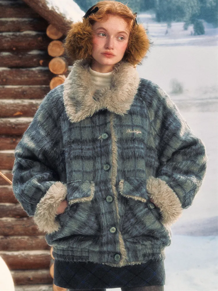 

124-132 см, осенне-зимние куртки с хлопковой подкладкой, пальто, женские винтажные элегантные шерстяные пальто в клетку в стиле ретро, толстые теплые стеганые куртки