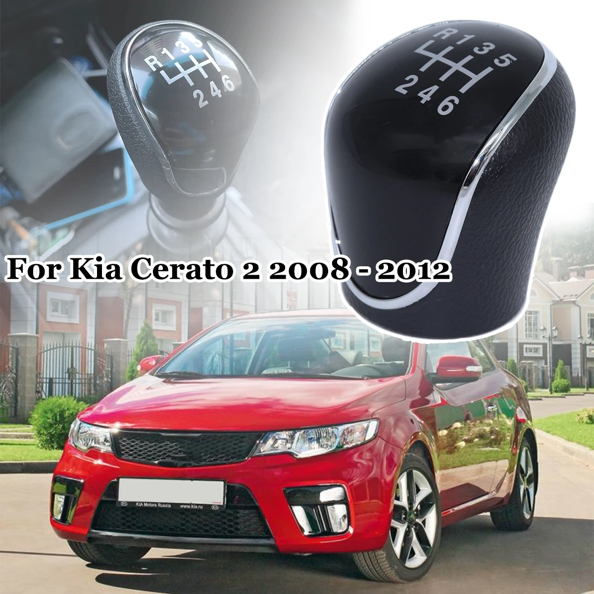 

6SP +R MT Gear Shift Knob GearStick Lever Pen Shifter Handball Chrome M10 Black For Kia Cerato 2 Forte Cerato TD 2008- 2011 2012