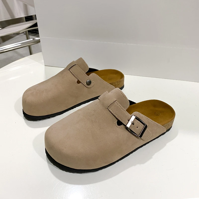 

Fashion Designer Women's Suede Mules Slippers Men Clogs Cork Insole Sandals with Arch Support Outdoor Beach Slides Home Shoes