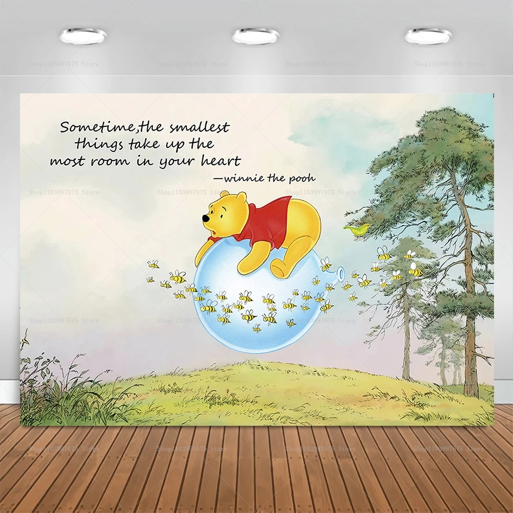 Welcome Baby Backdrop Vintage Winnie the Pooh Baby Shower Photography Background Kids Birthday Party Decor Banner Photo Studio