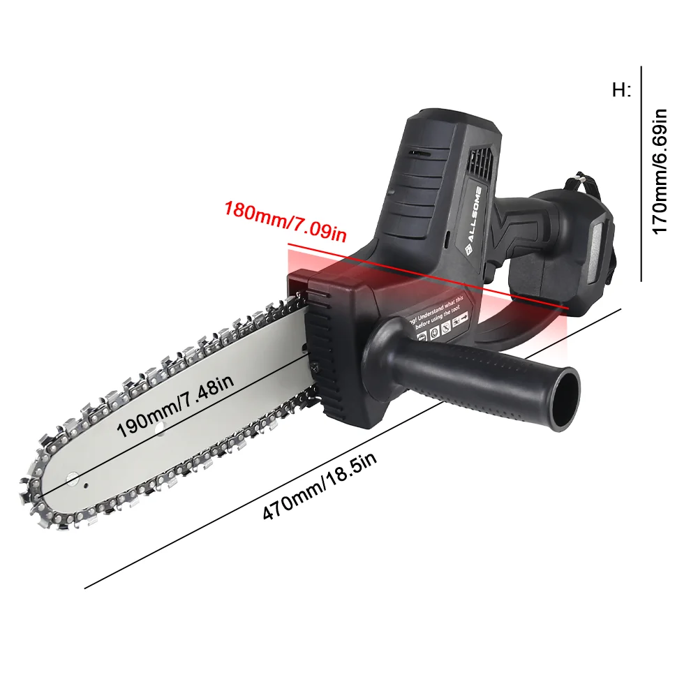 8 In Cordless 21V Mini Chain Chainsaw Hand Pruning Saw Electric Woodworking Garden Cutting Tools For Makita Battery