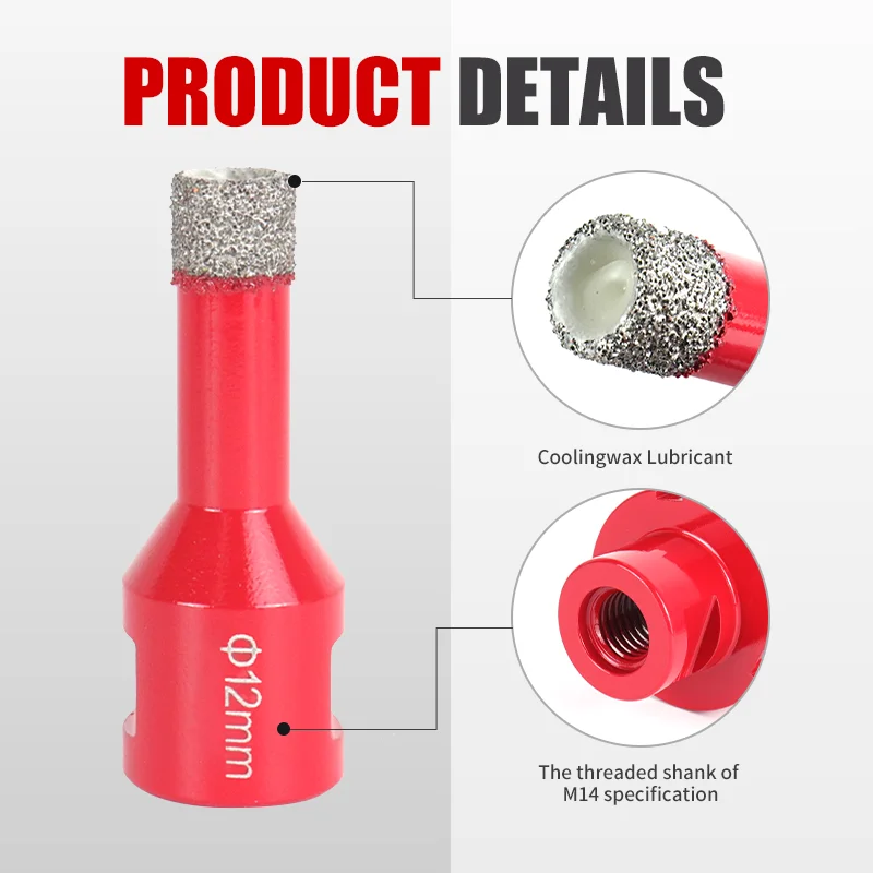 1pc 6-100mm punte diamantate a secco punte per carotaggio piastrelle di ceramica sega a tazza punte da trapano per marmo granito con apri filettatura M14