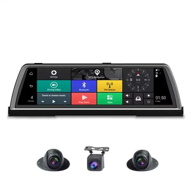 Auto DVR Rijden Recorder 4G WiFi 4 Camera ADAS Android 10 "middenconsole Achteruitkijkspiegel GPS FHD 1080P Achteruitrijcamera Recorder