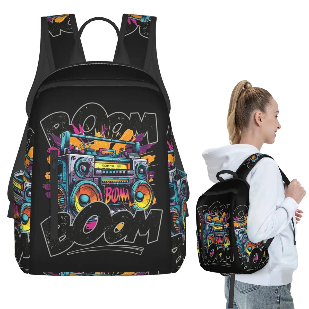 

Boom Box Boom! Boom! - Funny Saying Backpack Student BookBag Kids School Bag Laptop Shoulder Bags Boys Girls