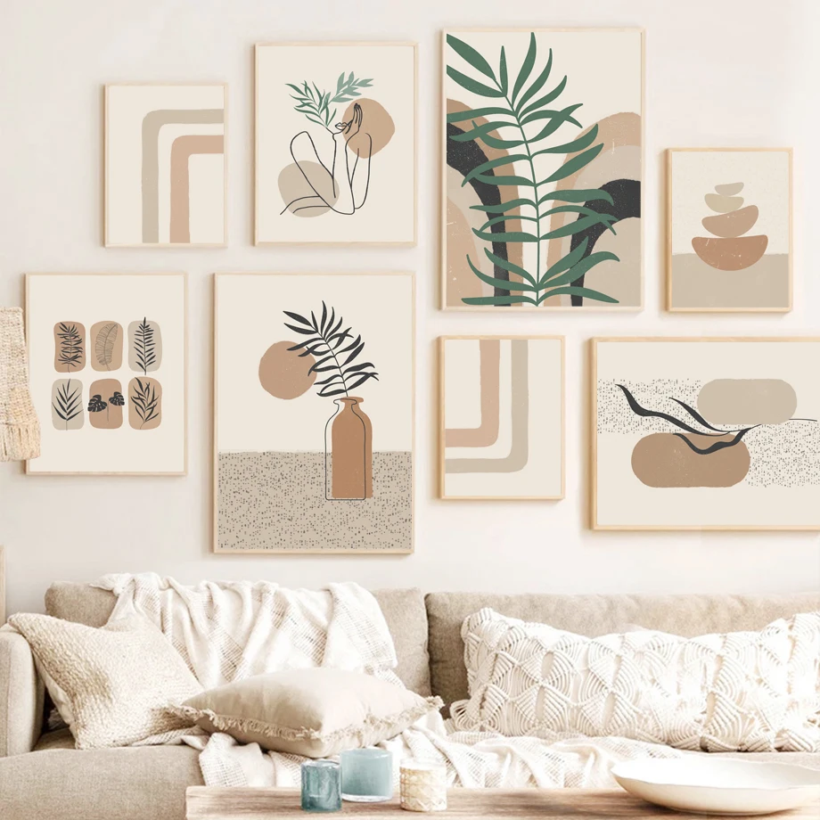 

Vase Abstract Minimal Geometric Vintage Boho Posters Wall Art Pictures Nordic Bedroom Living Room Decor Prints Canvas Painting