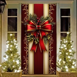 1pc Festive Christmas Door Cover - Polyester Festive Party decorations, no feathers, home decorations