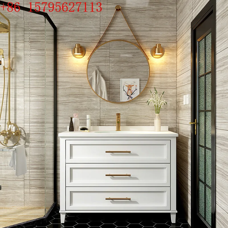 

Nordic Oak Simple Bathroom Cabinet Combination Modern Simple Hand Washbasin Cabinet