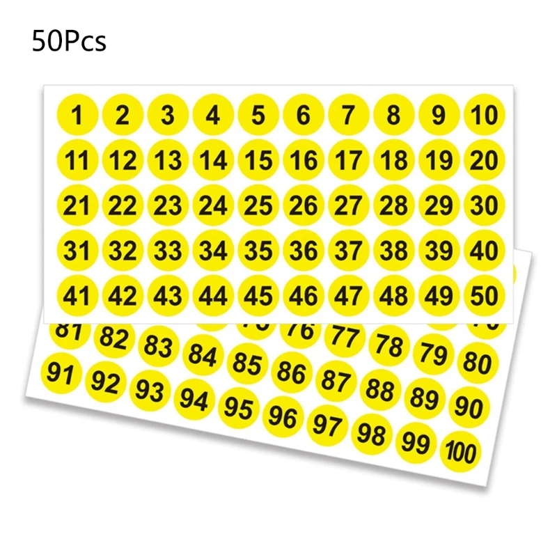 50 Sheets 1-100 Number Stickers 25mm Round Number Stickers for Office Lockers File Folder Classification Labels