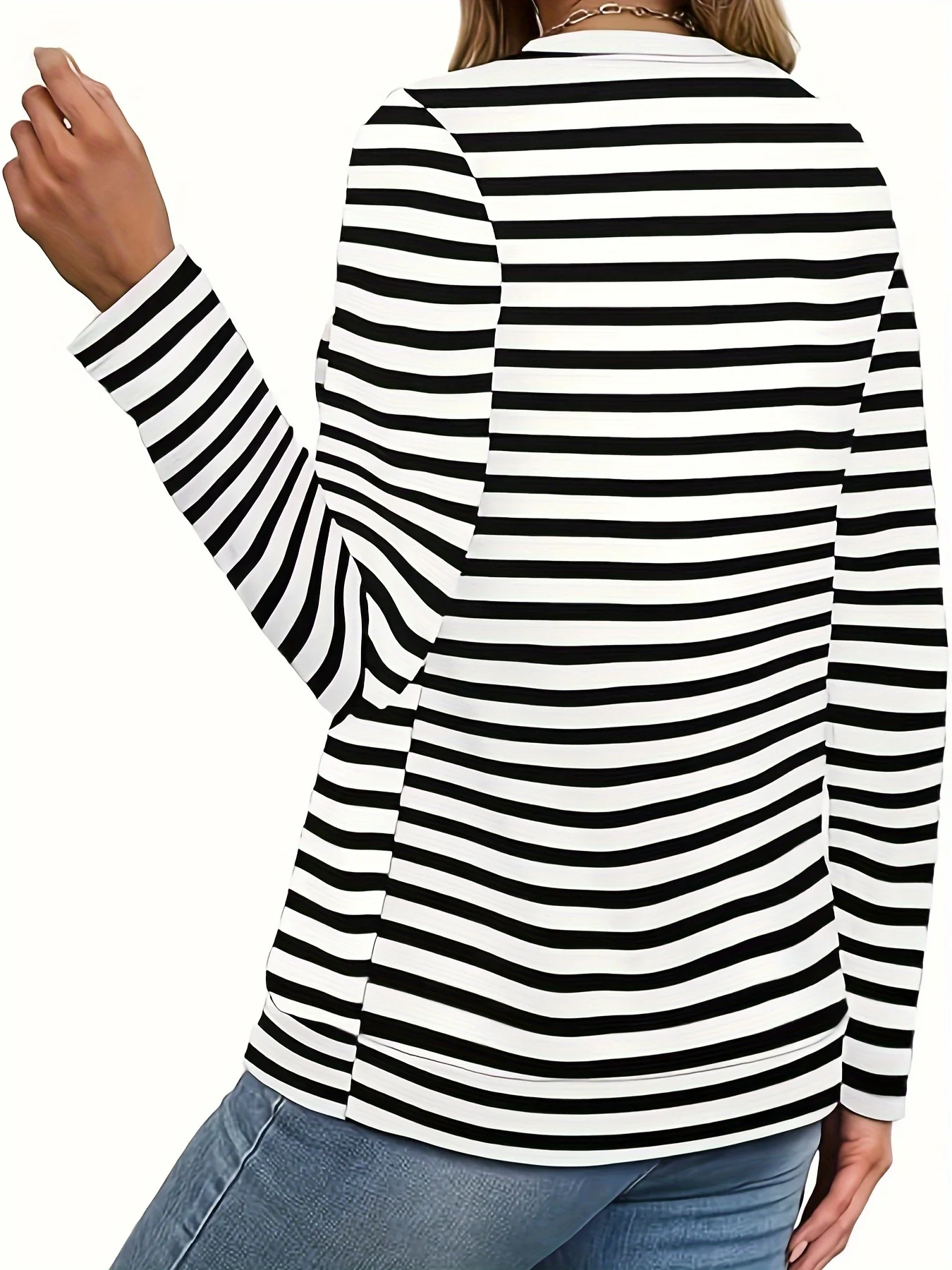 Aamikast Top da donna di grandi dimensioni girocollo a righe color block T-shirt a maniche lunghe allentata casual autunno inverno abbigliamento 1XL-5XL
