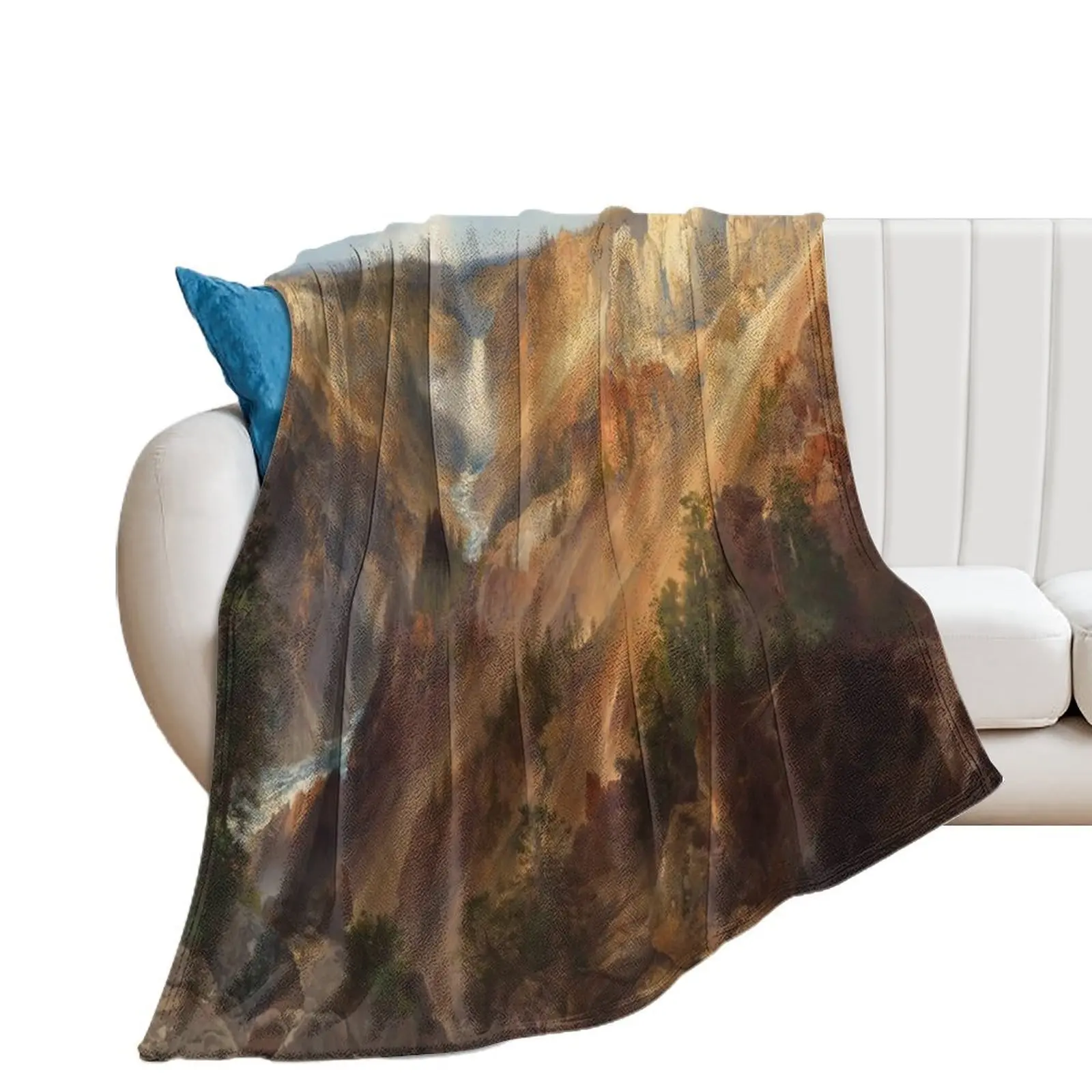 Thomas Moran - The Grand Canyon of the Yellowstone (1872) Throw Blanket Personalized Gift Nap Blankets