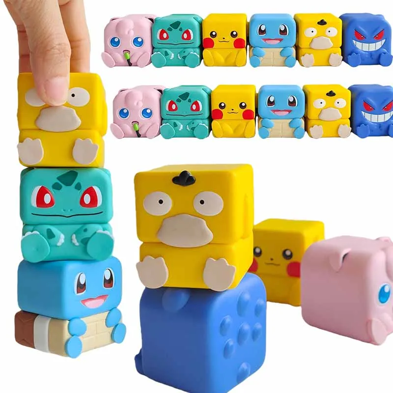

6 шт. Пикачу магнитные кирпичи игрушки для мальчиков и девочек сенсорные строительные игрушки декоративные распаковки аниме мультфильм рождественские подарки