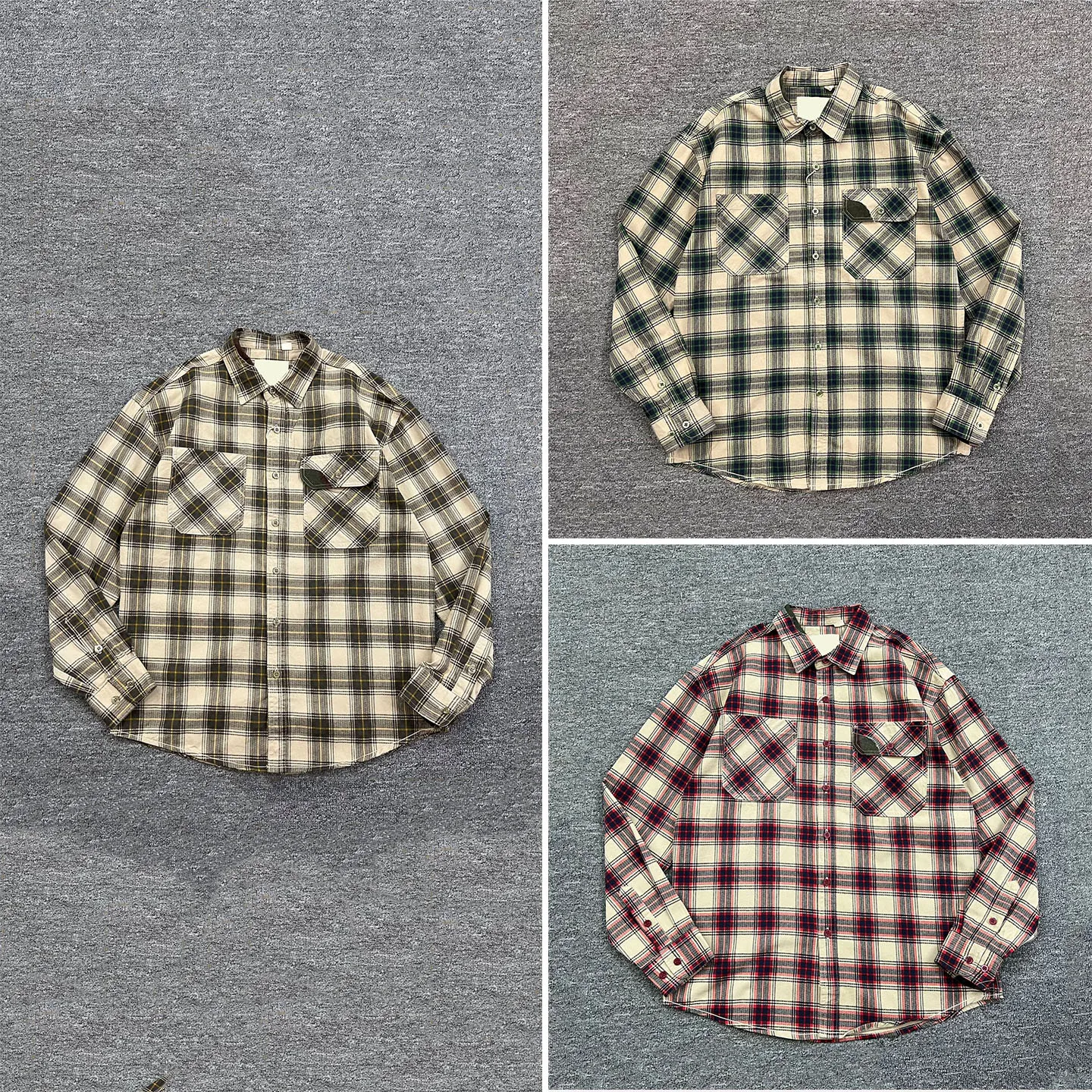 Men's Casual Long Sleeve Work Shirt American Retro Patchwork Loose Fit Autumn Fashion Clothing Male Loose Shirt Workwear