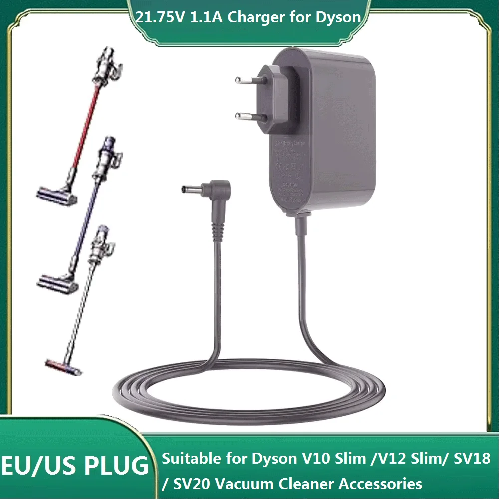 For Dyson 21.75V 1.1A Charger For V10 Slim / V12 Slim / SV18 / SV20 Vacuum Cleaner Power Adapter Power Supply with Cord 1.8m