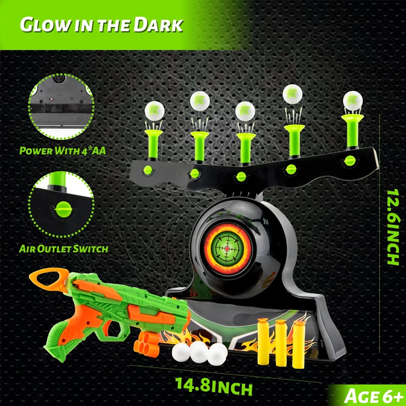 Luminous Electric Suspended Target Children\'s Shooting Competition Soft Elastic Sponge Toy Gun Set Outdoor Sports Toy Gift