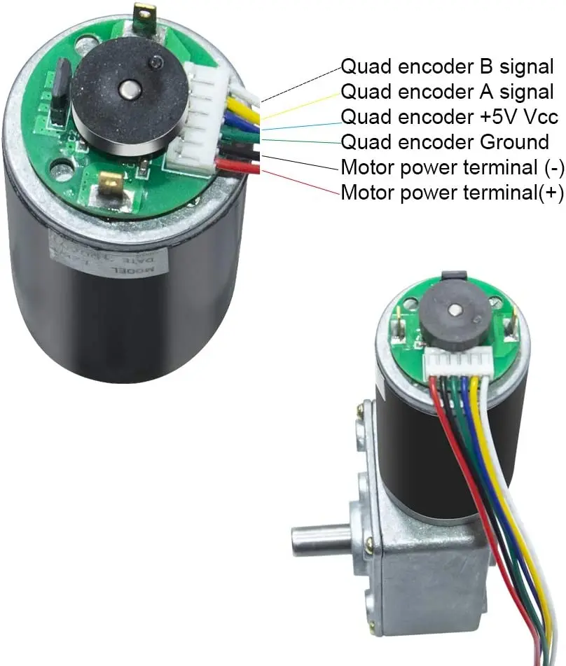 Encoder DC Turbine Worm Geared Motor 12V High Speed 160RPM Reversible with Encoder Shaft Output 8mm for DIY Parts, Robets,Toys