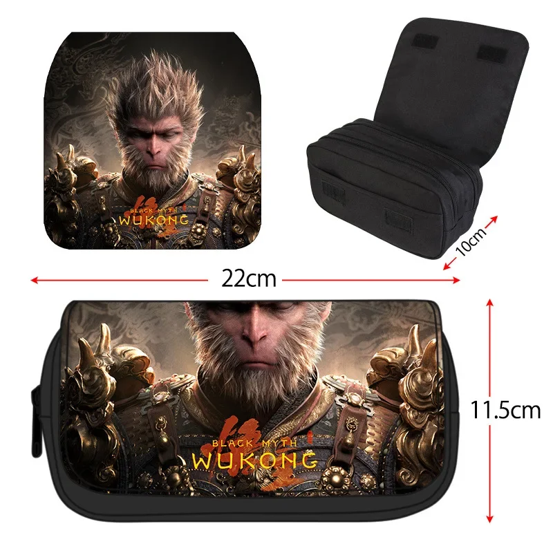 Black Myth Wukong Fully Printed Flap Pen Bag Stationery Box Pencil Case Primary and Secondary School Boys Girls Anime Kawaii