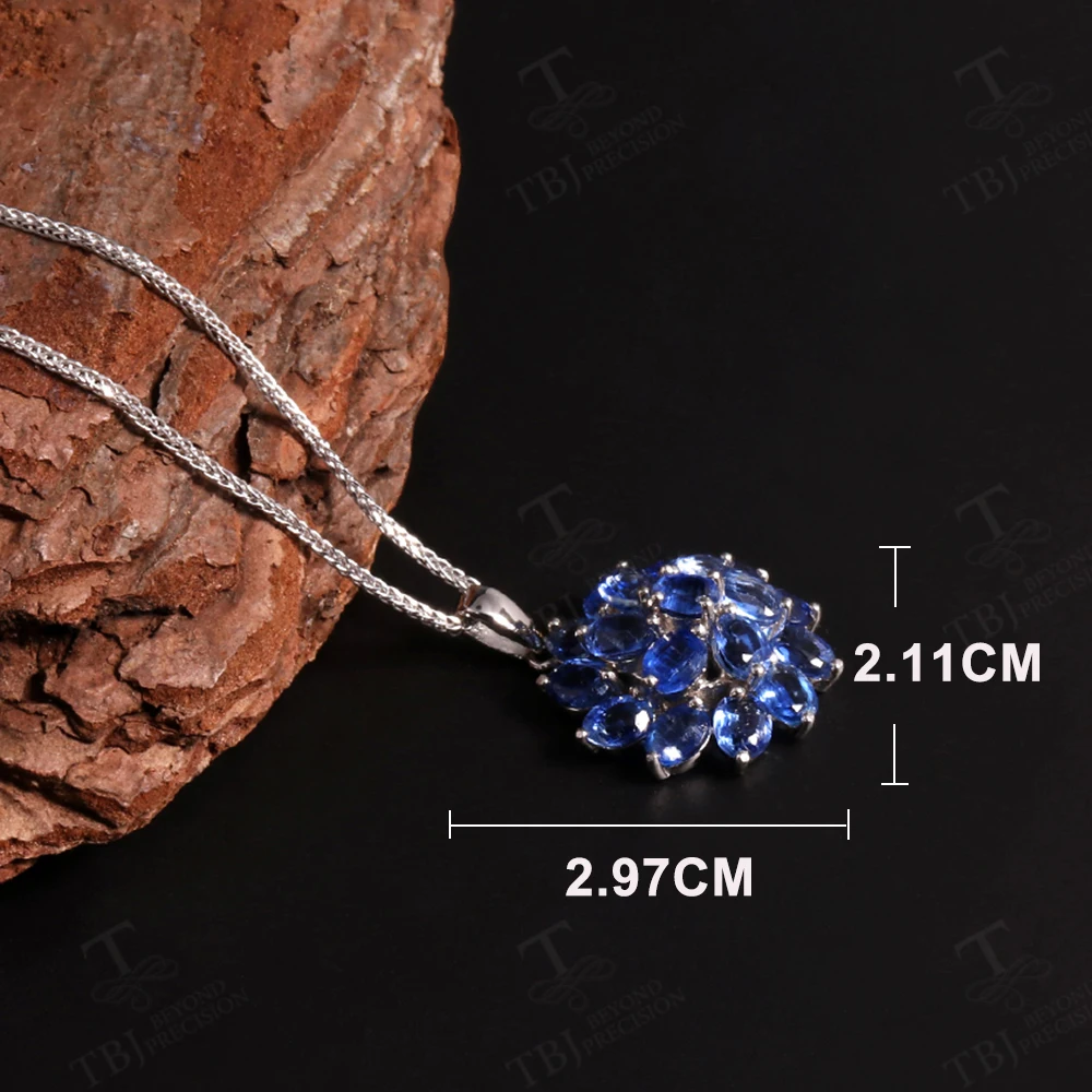 Luxury Natural Blue Kyanite gemstones pendant necklace flower design 925 Silver fine jewelry for women anniversary party gift