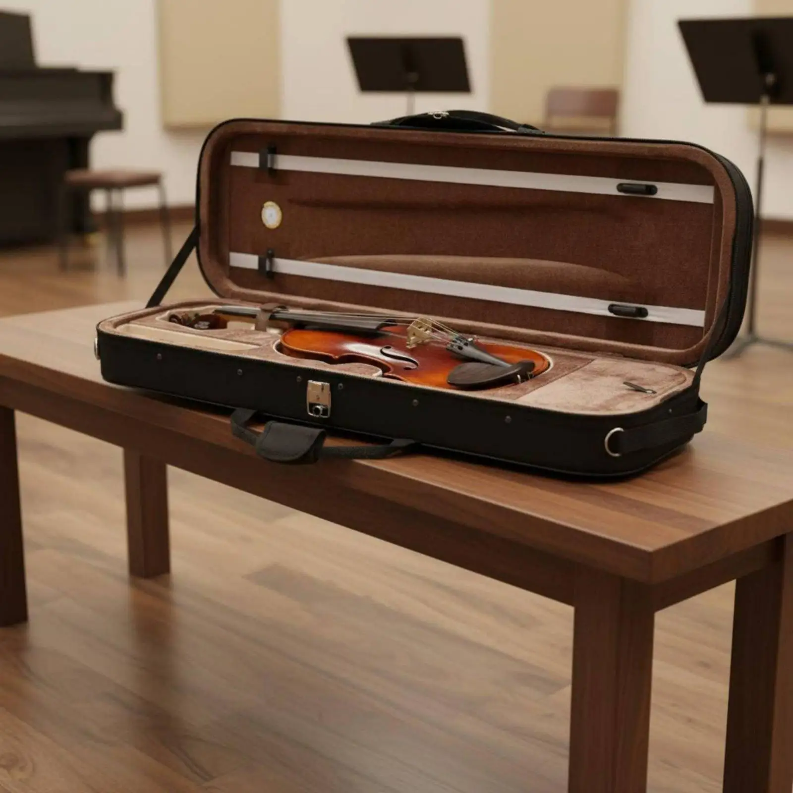 Violin Protective Case 4/4 Durable Oxford Cloth Shock Absorbent Violin Carrier with Storage for Music Students