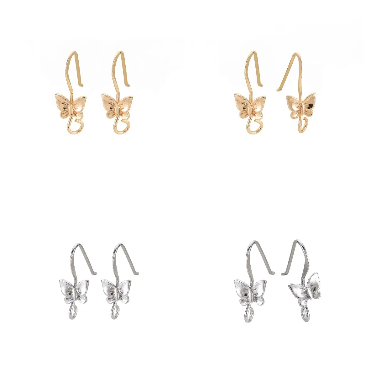 

Kissitty 100Pcs Gold Color Plated Butterfly Shape Brass Earring Hooks With Loop DIY Stud Earrings Jewelry Findings Gift