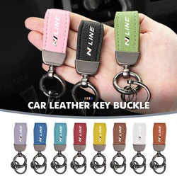 Car Key Chain Leather Multiple Colors Keychain Auto Logo For Hyundai N LINE i30 i20 Sonata Accent Tucson Elantra Azera