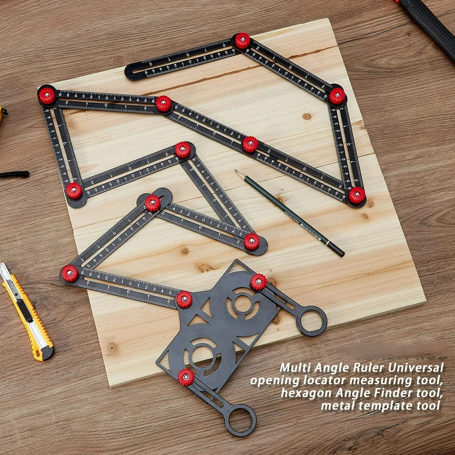 6/12-Sided Multi Angle Finder Measurement Ruler Pro 7 Size of Aperture Positioning Opening Locator Folding Metal Template Layout