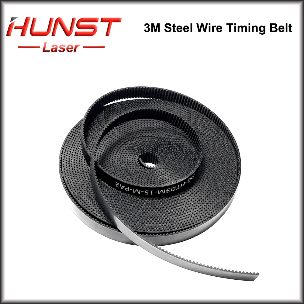 HUNST HTD-correa de distribución para grabado láser CNC, banda de distribución de poliuretano de 15mm de ancho con cable de acero, Color negro, 3M, 15mm / 20mm