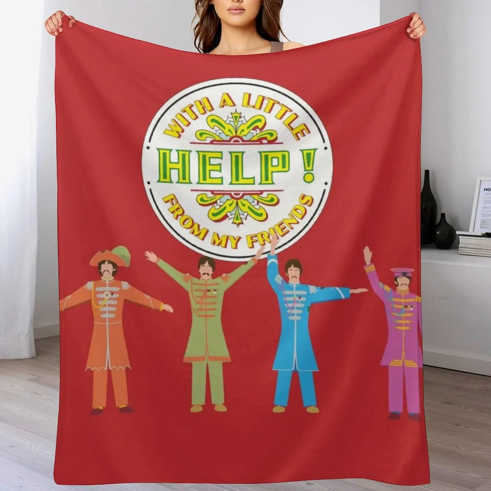

A Little HELP! From my Friends (Beatles Mashup) Throw Blanket Thermal Soft Beds Beach Blankets