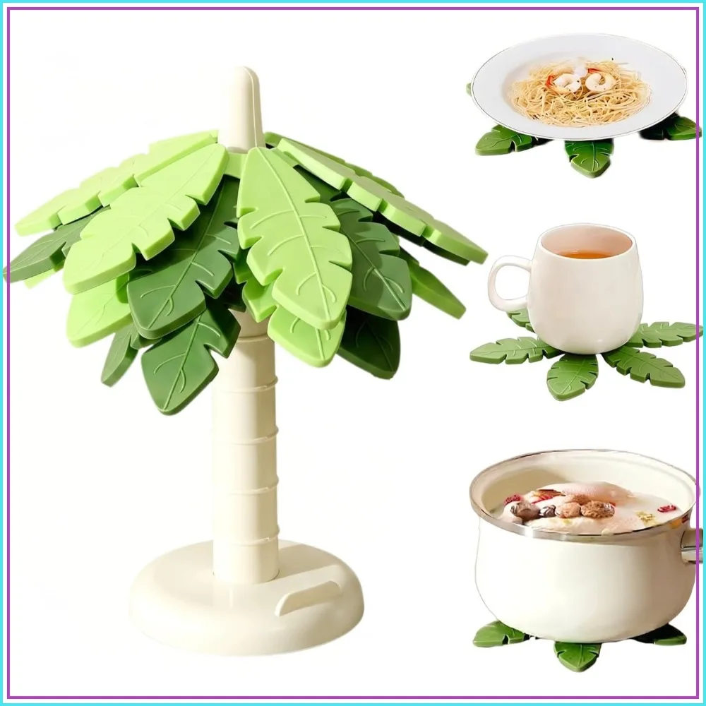 Hitzebeständige Silikon-Untersetzer für Heiße Gerichte, Baumförmige Topfuntersetzer 4er-Set, Rutschfeste Küchenmatten, Elegantes Weihnachtsdesign für Arbeitsplatten & Esstische