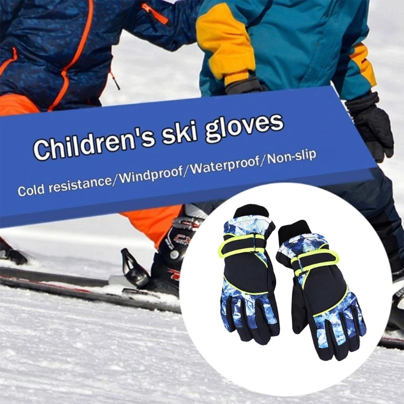 Gants de neige thermiques imperméables pour enfants, mitaines d\'extérieur, gants de ski, cyclisme, ski, équitation, garçons, filles, enfants, hiver