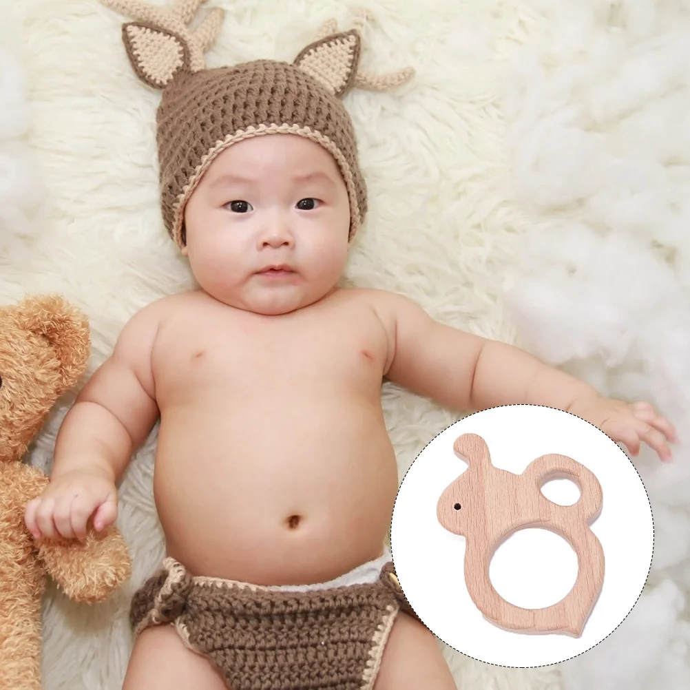 2 pçs de madeira bebê molar abelha em forma mordedor natural faia madeira infantil moagem vara presente do chuveiro do bebê brinquedos de dentição de madeira